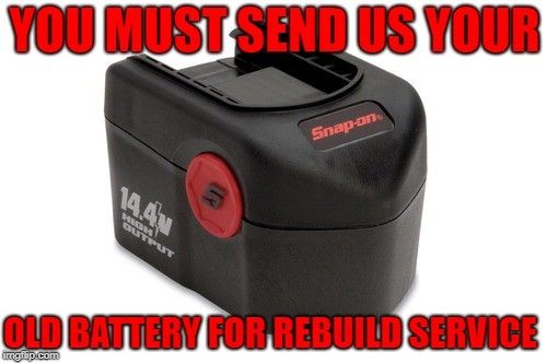 Snap On 14.4 Volt Nickel Cadmium Battery (Ni-Cd) - Rebuild Service To 3Ah - Power Tool Rebuild