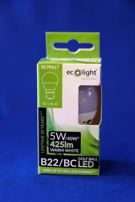 GOLF LED Light Bulb 5 Watt B22 Warm White from the Batteryworldshop.com
