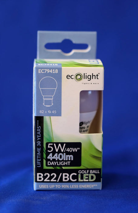 GOLF LED Light Bulb 5 Watt B22 Daylight from the Batteryworldshop.com